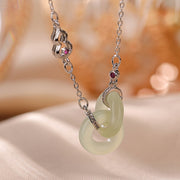 Buddha Stones 925 Sterling Silver Round Jade Luck Prosperity Necklace Chain Pendant Necklaces & Pendants BS Jade Silver