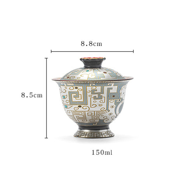 Buddha Stones Dunhuang Color Pattern Gaiwan Teacup Kung Fu Tea Cup With Lid