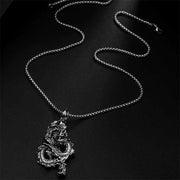 Buddha Stones Dragon Pattern Titanium Steel Strength Necklace Pendant Necklaces & Pendants BS 5
