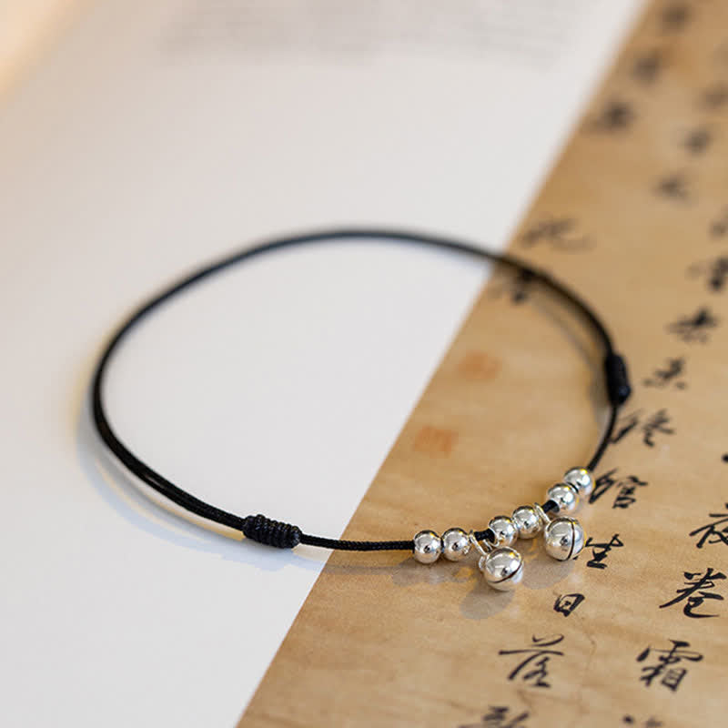 Buddha Stones 925 Sterling Silver Red String Braid Bell