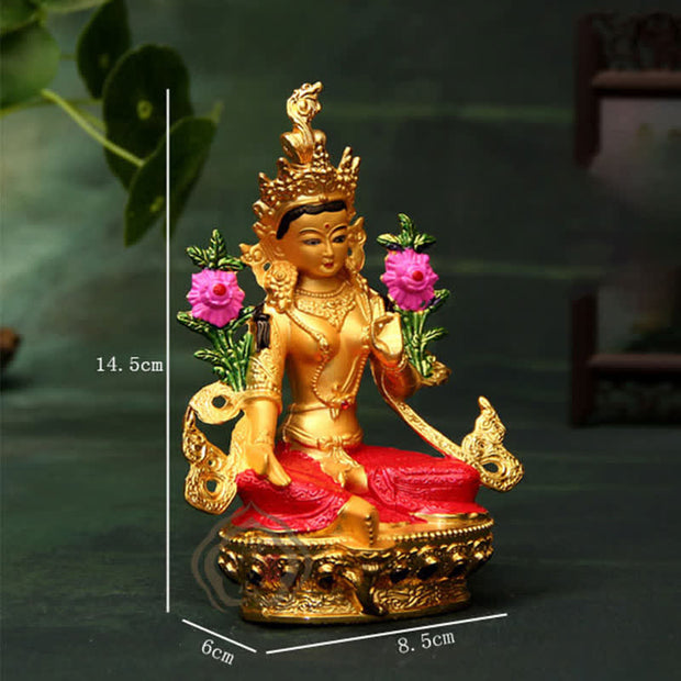 Buddha Stones Bodhisattva Green Tara Figurine Hope Statue Home Offering Decoration