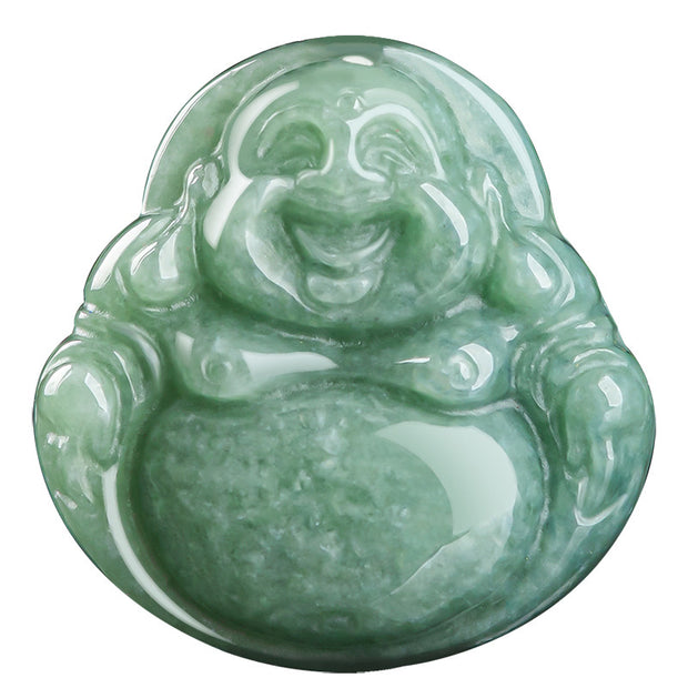 Buddha Stones Laughing Buddha Cyan Jade Success Necklace String Pendant Necklaces & Pendants BS 8