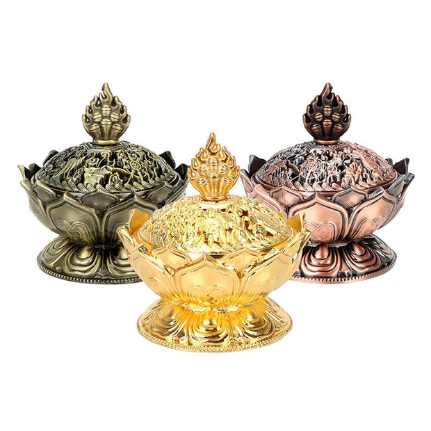 Buddha Stones Tibetan Lotus Shaped Purify Incense Burner Incense Burner BS 18