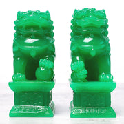 Buddha Stones Wealth Prosperity Pair of Fu Foo Dogs Guardian Lion Statues Home Decoration Decorations BS 3