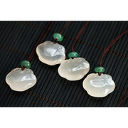Buddha Stones Natural Chalcedony Wish Lock Positive Necklace Pendant Necklaces & Pendants BS 13