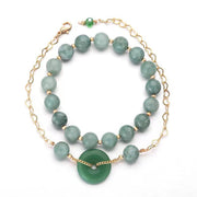 Buddha Stones 2Pcs Round Jade Peace Buckle Prosperity Luck Bracelet Bracelet BS Jade(Prosperity♥Abundance)