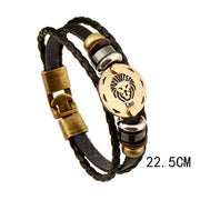 12 Constellations of the Zodiac Hematite Leather Charm Bracelet (Extra 30% Off | USE CODE: FS30) Bracelet BS 8