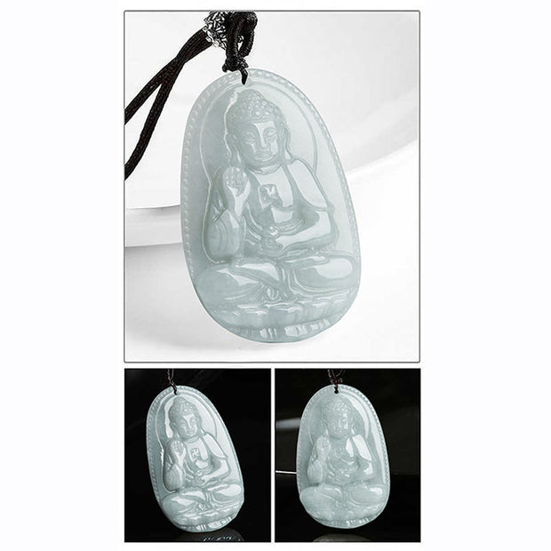 Buddha Stones Chinese Zodiac Natal Buddha Jade Wealth Prosperity Necklace Pendant Necklaces & Pendants BS 19