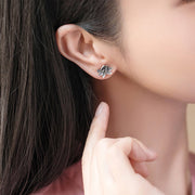 Buddha Stones 925 Sterling Silver Lotus Flower Enlightenment Stud Earrings Earrings BS 10