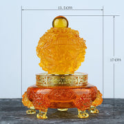 Buddha Stones Feng Shui Auspicious Dragon Handmade Liuli Crystal Rotatable Art Piece Luck Home Office Decoration Decorations BS 10