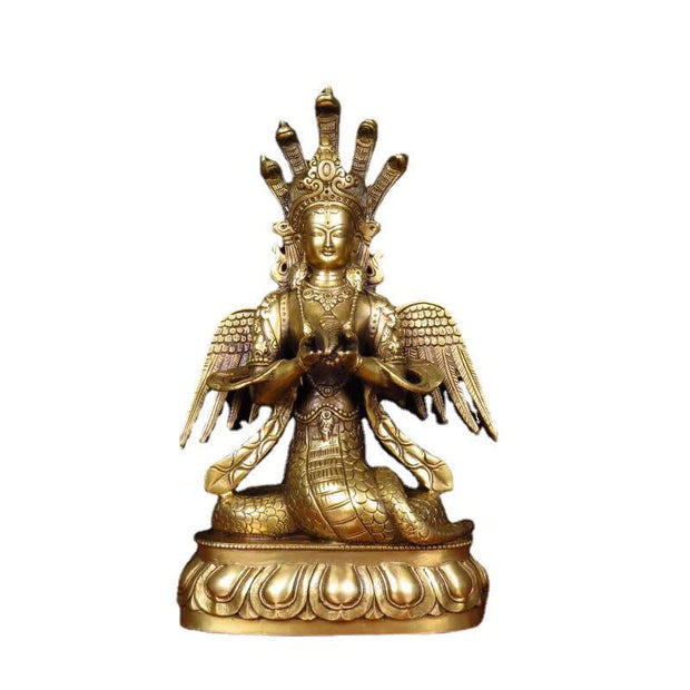 Buddha Stones Bodhisattva Nuwa The Snake Fairy Protection Copper Statue Decoration