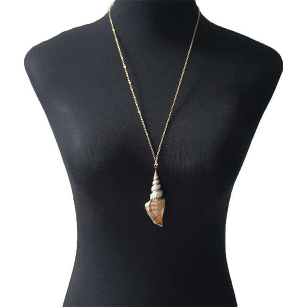 Sea Shell Lucky Buddha Stones Natural Shankha Conch Shell Seashell Lucky Necklace Pend ...