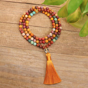 Buddha Stones 108 Mala Beads Mookaite Emotional Growth Bracelet Tassel Necklace Pendant