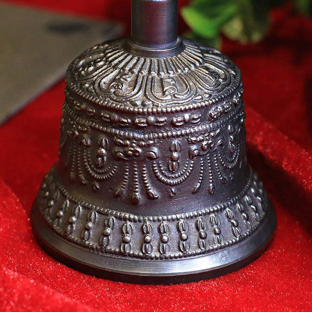 Buddha Stones Tibetan Meditation Bell and Vajra Dorje Copper Strength Enlightenment Decoration Set
