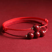 Buddha Stones Natural Lucky Cinnabar Bead Blessing String Bracelet Anklet Bracelet BS 1