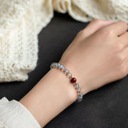Buddha Stones Moonstone Pink Crystal Cinnabar Healing Positive Bracelet Bracelet BS 17