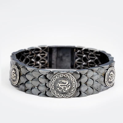 Buddha Stones 925 Sterling Silver Dragon Scales Luck Success Bracelet Bangle Bracelet Bangle BS 21cm