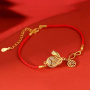 Buddha Stones 925 Sterling Silver Year of the Rabbit Hetian White Jade Luck Blessing Red String Bracelet Bracelet BS 6