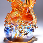 Buddha Stones Feng Shui Dragon Handmade Liuli Crystal Art Piece Success Home Office Decoration Decorations BS 5