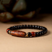 Buddha Stones Tibetan Natural Nine-Eye Dzi Bead Three-eyed Dzi Bead Wealth Bracelet Bracelet BS Retro Nine-Eye Dzi Bead Coconut