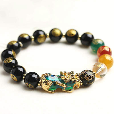 Buddha Stones Color-Changing Pixiu Obsidian Luck Bracelet Bracelet BS 0.47in (12mm)