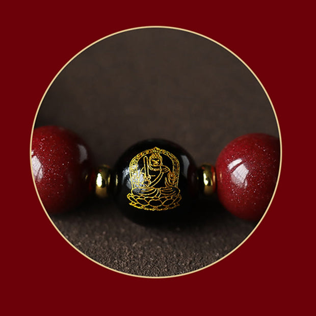 Buddha Stones 925 Sterling Silver Chinese Zodiac Natal Buddha Cinnabar Om Mani Padme Hum Calm Bracelet