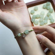Buddha Stones Handmade Plum Blossom Flower Jade Luck Prosperity Braided Bracelet Bracelet BS 6