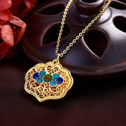 Buddha Stones Tibet Auspicious Clouds Copper Luck Necklace Pendant Necklaces & Pendants BS 1