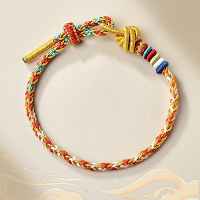 Buddha Stones Handcrafted Colorful Gold Healing Braid Rope Bracelet