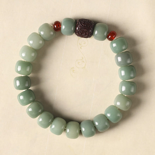 Buddha Stones Bodhi Seed Auspicious Cloud Fu Character Bead Peace Bracelet