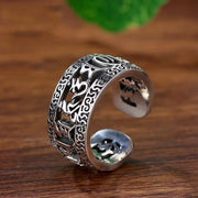Buddha Stones Vintage Tibet Om Mani Padme Hum Carved Hollow Design Purity Ring Ring BS 2