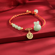 Buddha Stones 925 Sterling Silver Year of the Rabbit Hetian Jade Happiness Luck Red String Bracelet Bracelet BS 1
