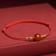 Buddha Stones Natural Red Agate Cat Eye Calm Braided String Bracelet Necklace Pendant Bracelet Necklaces & Pendants BS Red Agate Red Rope Bracelet(Wrist Circumference 13-19cm)