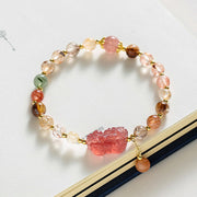 Buddha Stones Natural Rutilated Quartz Strawberry Quartz PiXiu Wealth Bracelet Bracelet BS 2