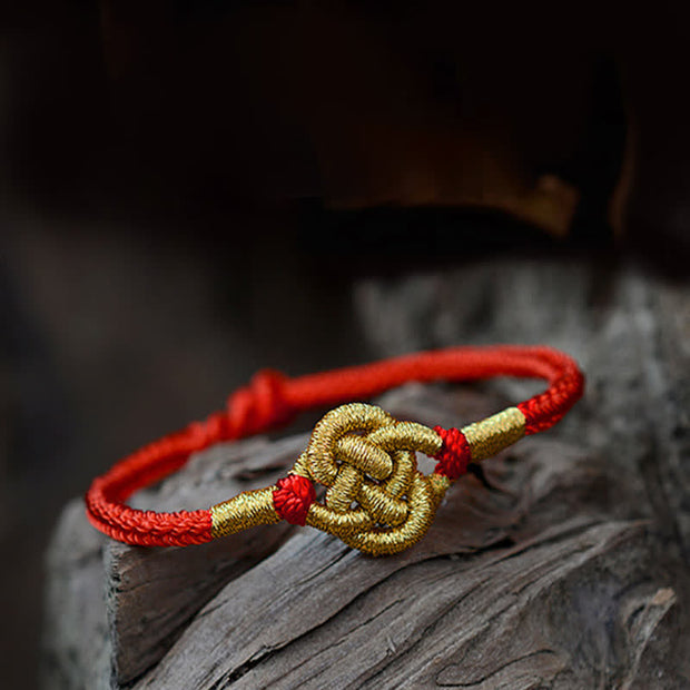 Buddha Stones Handmade Simple Design Chinese Knotting Luck Strength Braid String Bracelet Bracelet BS 1