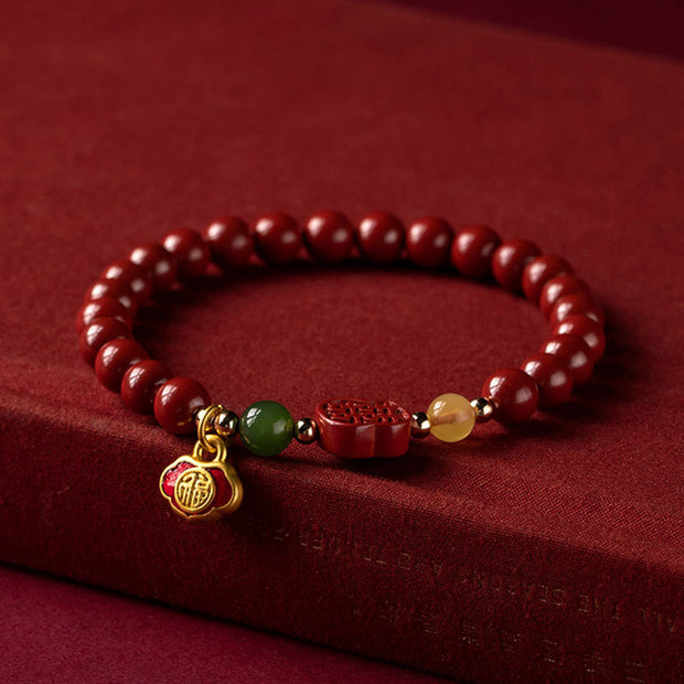 Buddha Stones Cinnabar Happiness Calm Bracelet Bracelet BS 7