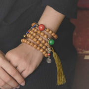 Buddha Stones 108 Mala Beads Bodhi Seed Wisdom Peace Tassel Bracelet Mala Bracelet BS 1