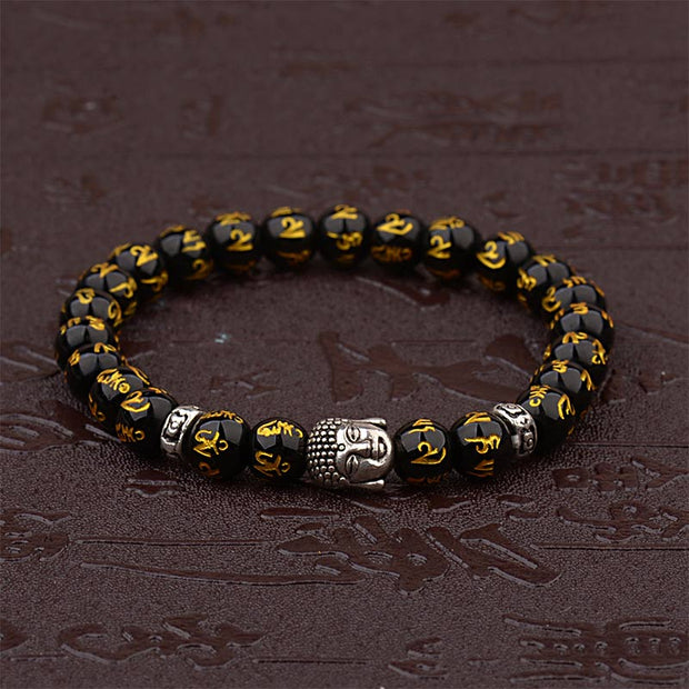 Buddha Stones Tibetan Buddha Mantra Amulet Bracelet Bracelet BS 5