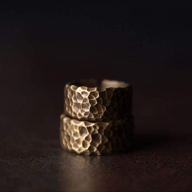 Buddha Stones Tibetan Bump Texture Design Copper Brass Luck Ring Ring BS 19
