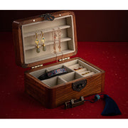 Buddha Stones Retro Handmade Floral Pattern Rosewood Jewelry Storage Box Lockable Wooden Gift Organizer Box