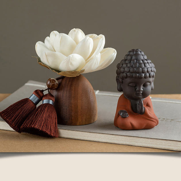 Buddha Stones Black Peach Wood Buddha Flower Calm Cure Decorations ...