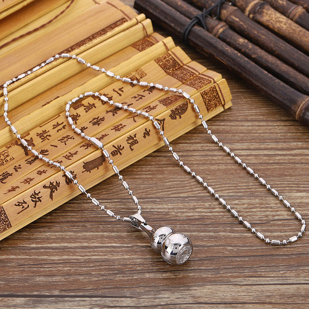 Buddha Stones Tibetan Yin Yang Symbol Gourd Harmony Titanium Steel Necklace Pendant Necklaces & Pendants BS 7