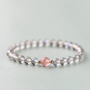 Buddha Stones Moonstone Pink Crystal Cinnabar Healing Positive Bracelet Bracelet BS 3