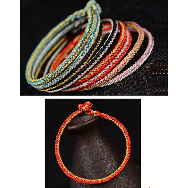 Buddha Stones Two-Color Rope Handcrafted Eight Thread Peace Knot Bracelet Bracelet BS 15