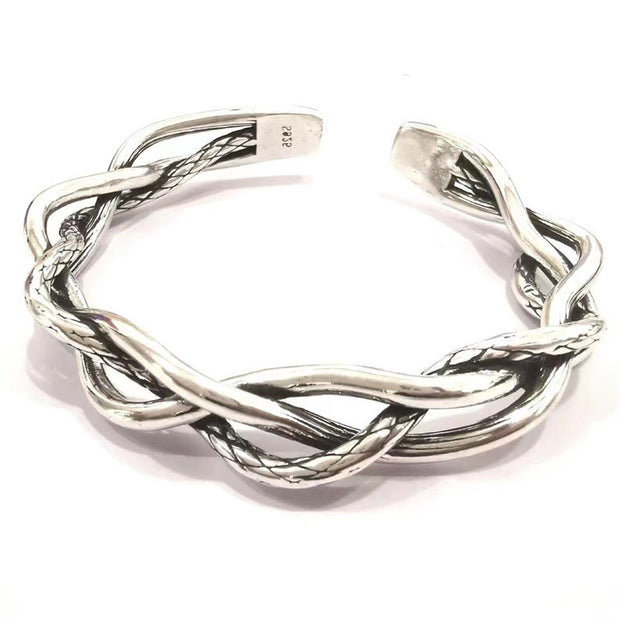 Buddha Stones Vintage Twisted Design Luck Bracelet Cuff Bangle