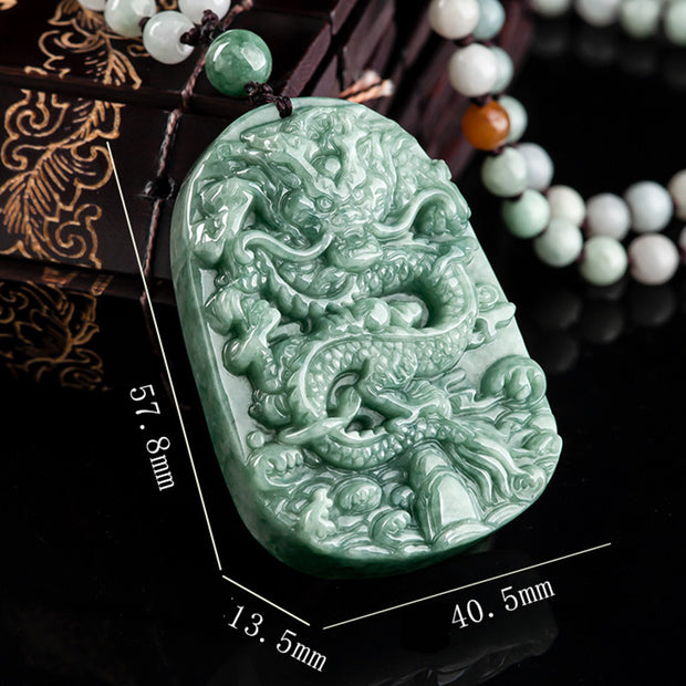 Buddha Stones Chinese Zodiac Dragon Jade Prosperity Necklace Bead String Pendant Necklaces & Pendants BS 7