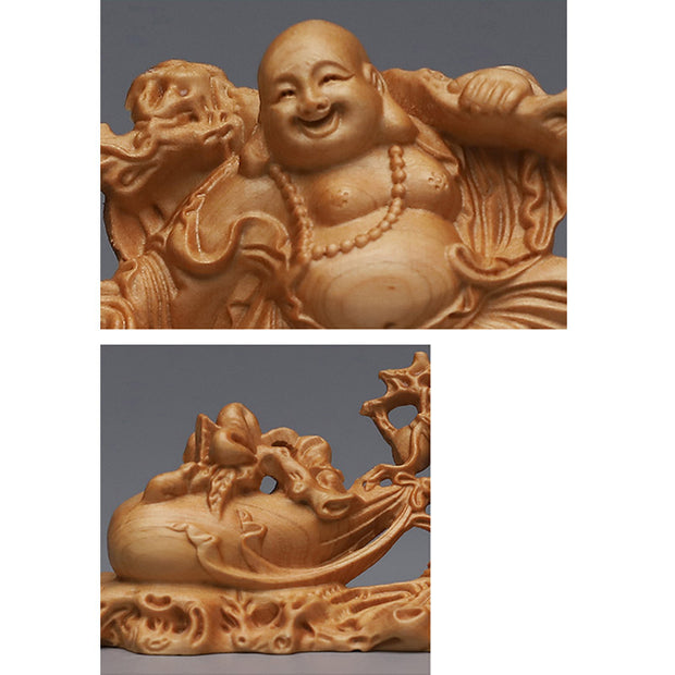 Buddha Stones Laughing Buddha Wood Engraving Home Decoration