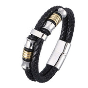 Buddha Stones Layered Leather Weave Fortune Bracelet Bracelet BS Silver&Gold 20.5cm