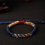 Buddha Stones Tibetan Handmade Colorful King Kong Knot Luck Braid String Bracelet Bracelet BS Blue 18-19CM