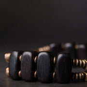 Buddha Stones Tibetan Ebony Wood Copper Balance Double Layer Bracelet
